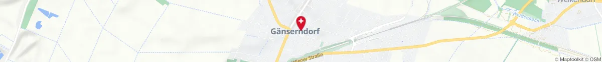 Map representation of the location for Stadtapotheke Gänserndorf in 2230 Gänserndorf